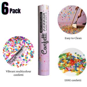 Confetti Cannon Party Poppers Shooters, (6 Pack) Healfs biodegradable Multicolor Confetti Blaster for Birthday Graduation Wedding Christmas New Year’s Eve