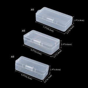 Tyminin 18 Packs Mixed Sizes Rectangular Clear Organizer, Plastic Storage Box Containers with Latching Lid for Small Items Beads Art Craft Jewelry Projects