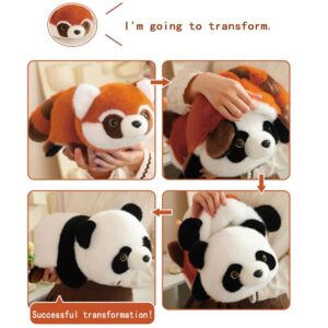 KOJAGARRI 2 in 1 Red Panda Plush Doll, 9.8inch Panda and Red Panda Combined with Dolls,Soft Cuddle Doll, Soft Pillow for Boys and Girls Birthday