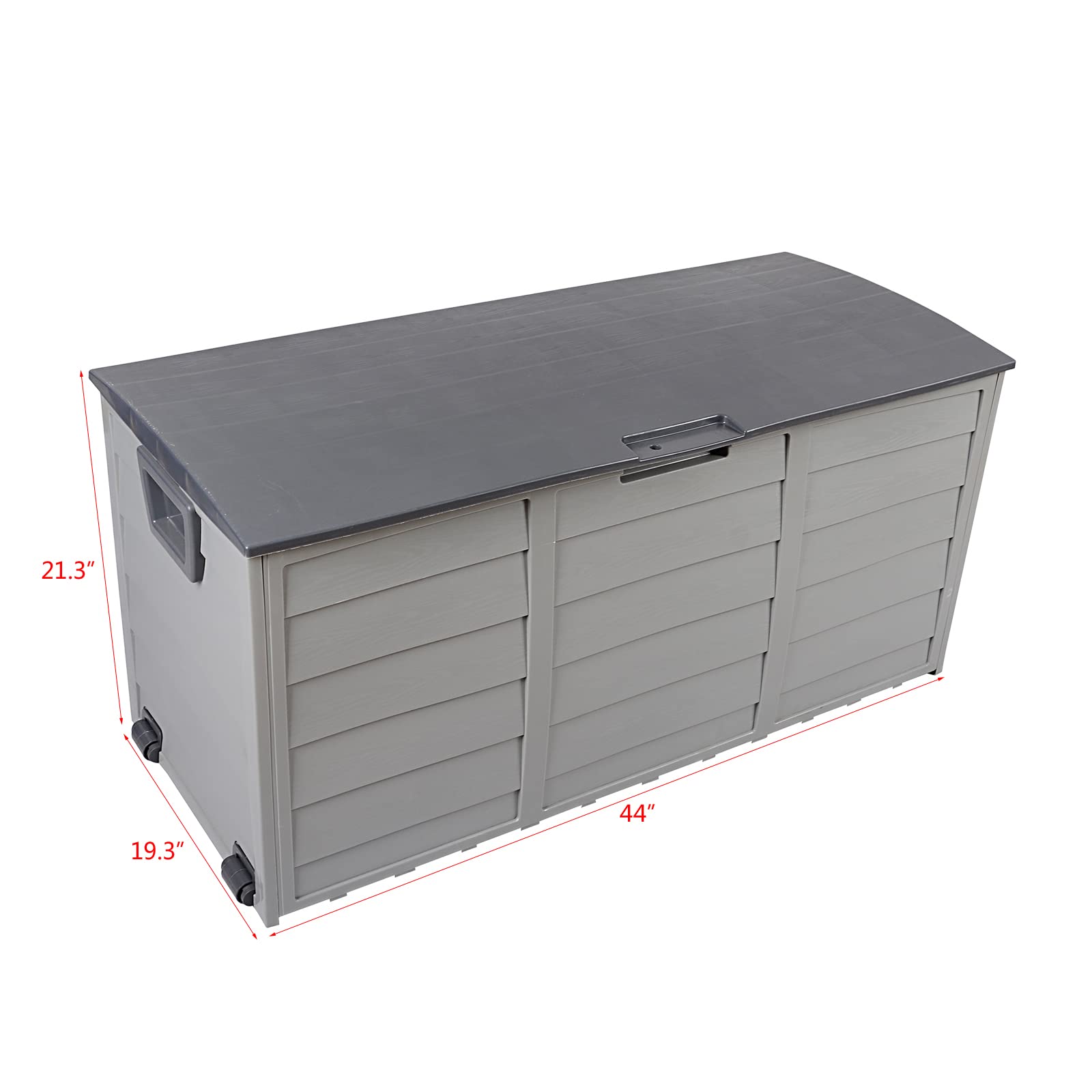 Volowoo 75Gallon Large Resin Deck Box,Waterproof Outdoor Storage, Indoor Outdoor Organization for Patio Furniture, Garden Tools,Grey