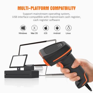 1D 2D QR Barcode Scanner Wireless and Wired with 2.4G Wireless & Bluetooth Function,328 Feet Transmission Distance,Scanner Reader Barcode Hand held Scanner Compact Plug and Play Mode