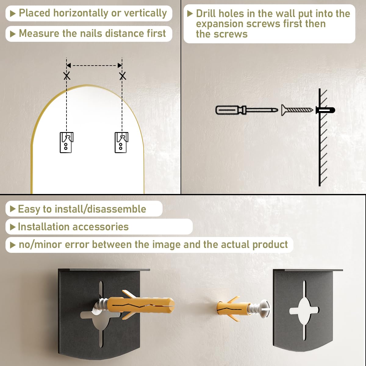 VooBang Gold Oval Wall Mirror, 17x30 inch Oval Bathroom Mirror, Wall Mounted Vanity Mirror with Metal Framed, Tempered Glass and Reflective High Definition, Mounted Horizontally or Vertically