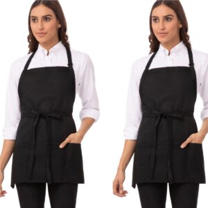 Chef Works Unisex Three Pocket Apron, Black, One Size (2 Pack)