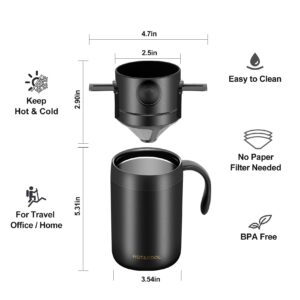 OARSE 16oz Camping Coffee Maker Pour Over Coffee Maker Set，Camp Pour Over Set，Portable Coffee Kit for Travel, Camping, Offices, Backpacking