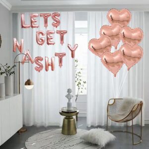 Siticoto Rose Gold Lets Get Nashty Balloons, Nashville Bachelorette Party Decor with 6 pcs 18 inch heart foil balloons for Bachelorette Party Favors Bridal Shower Decorations