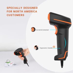 1D 2D QR Barcode Scanner Wireless and Wired with 2.4G Wireless & Bluetooth Function,328 Feet Transmission Distance,Scanner Reader Barcode Hand held Scanner Compact Plug and Play Mode