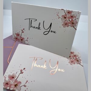 Aeon Passions Elegant Floral Thank You Cards with Rose Gold Foil Stamping and Envelopes with Gold Lining in a Sturdy Box - 36 Pack - 4x6 Inches (Weddings, Bridal Showers, Birthdays and more) (Pink)