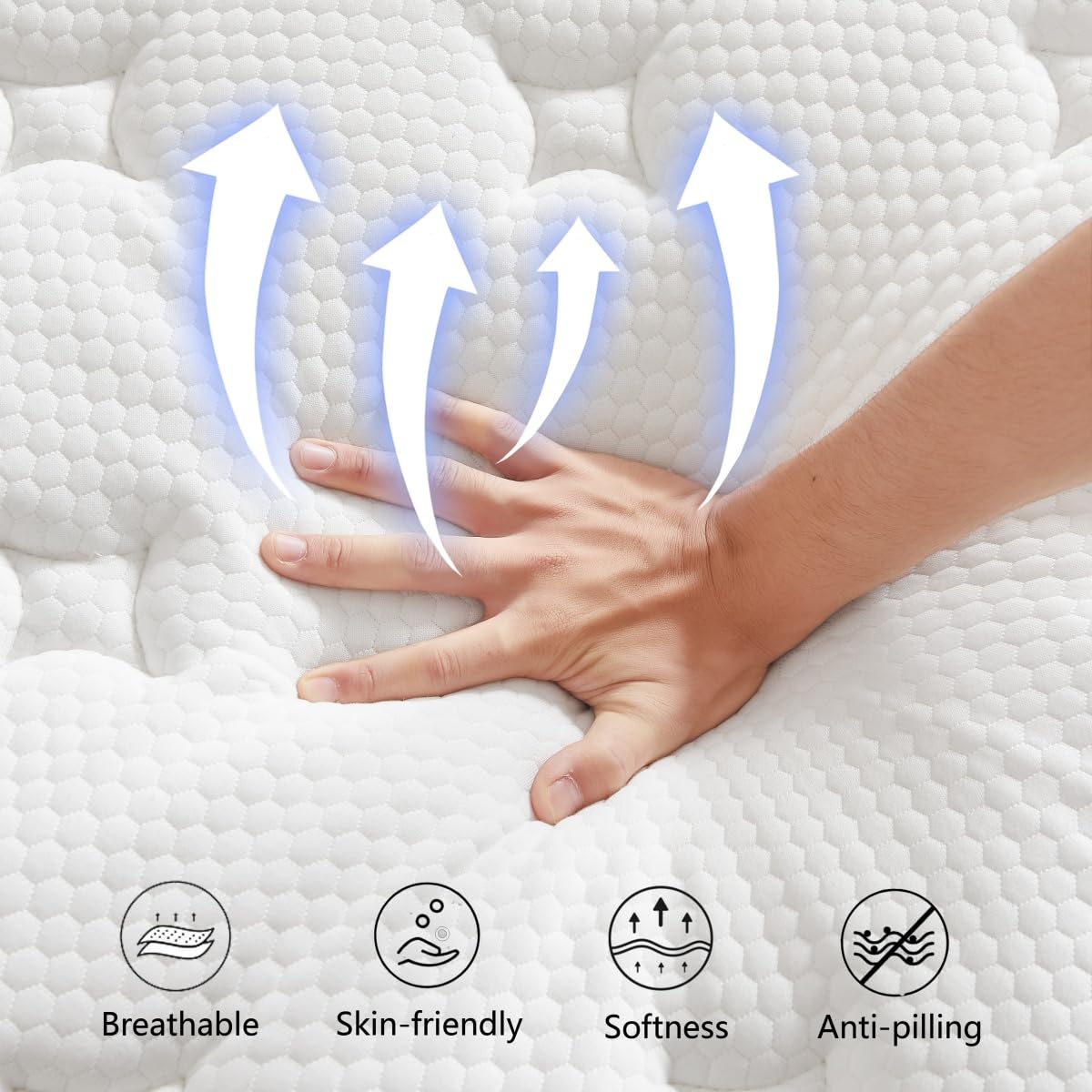 Lxvunan Queen Mattress, 10 Inch Box Mixed Mattress, Including Gel Memory Foam Mattress, Independent Bag Spring Mattress, Medium Hardness, Comfortable and Breathable