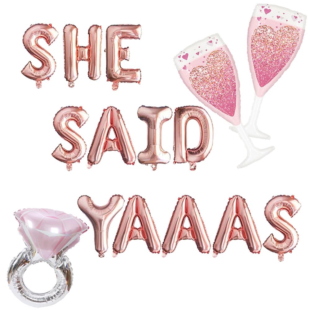 Siticoto She Said YAAAS Balloons, 16 inch She Said YAAAS Bachelorette Party Decor for Bachelorette Party Bridal Shower Engagement Party Engagement Themed Wedding Party Supplies Decorations Rose Gold