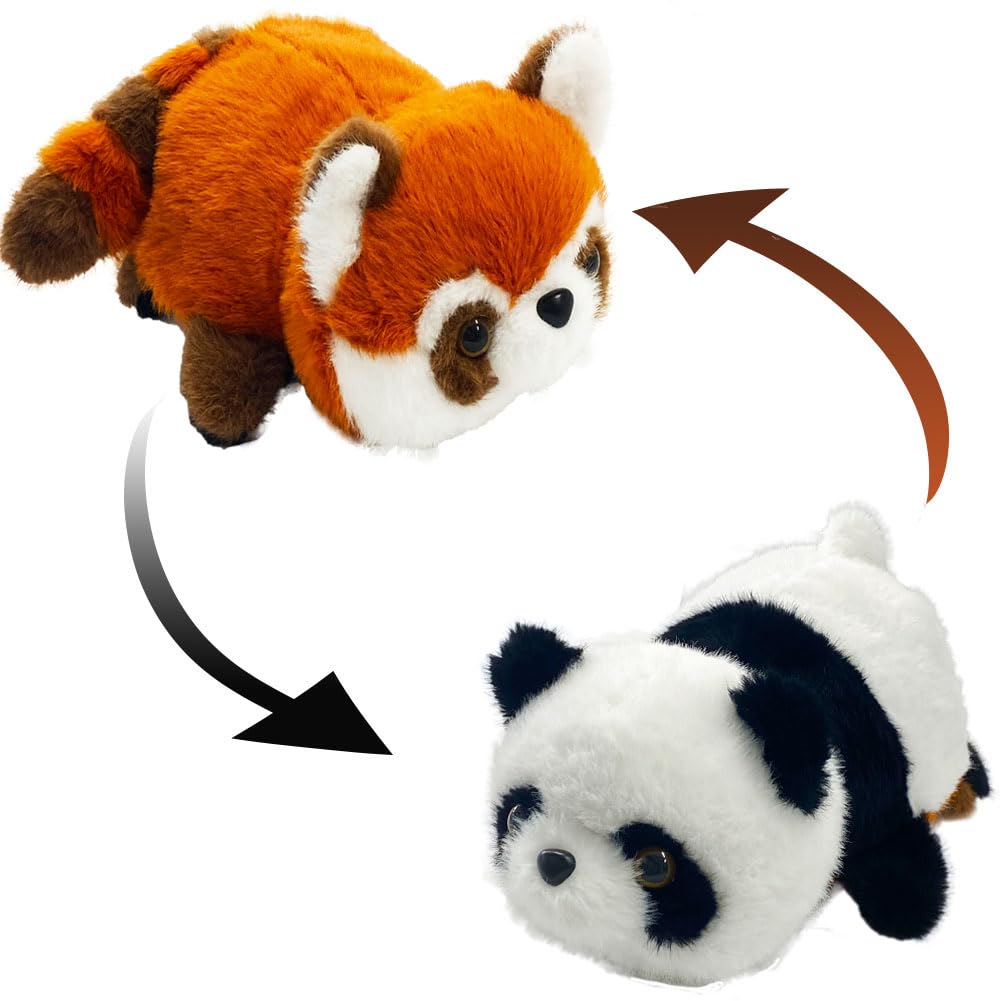 KOJAGARRI 2 in 1 Red Panda Plush Doll, 9.8inch Panda and Red Panda Combined with Dolls,Soft Cuddle Doll, Soft Pillow for Boys and Girls Birthday