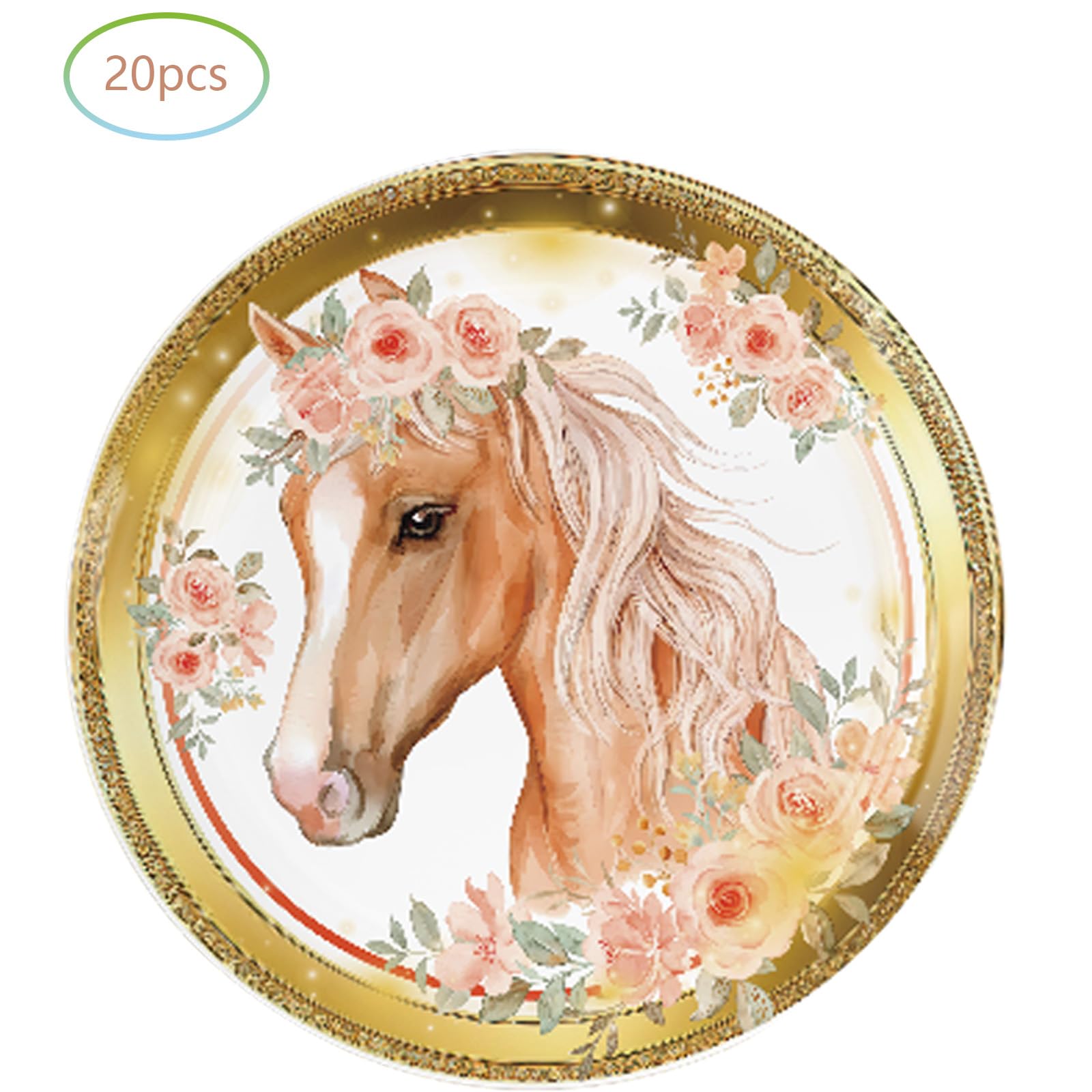 Horse Birthday Party Supplies, 20 Plates and 20 Napkins, Cowgirl Wild Horse Birthday Party Baby Shower Decorations Supplies Paper Plates Napkins for Girls Kids 20 Guests