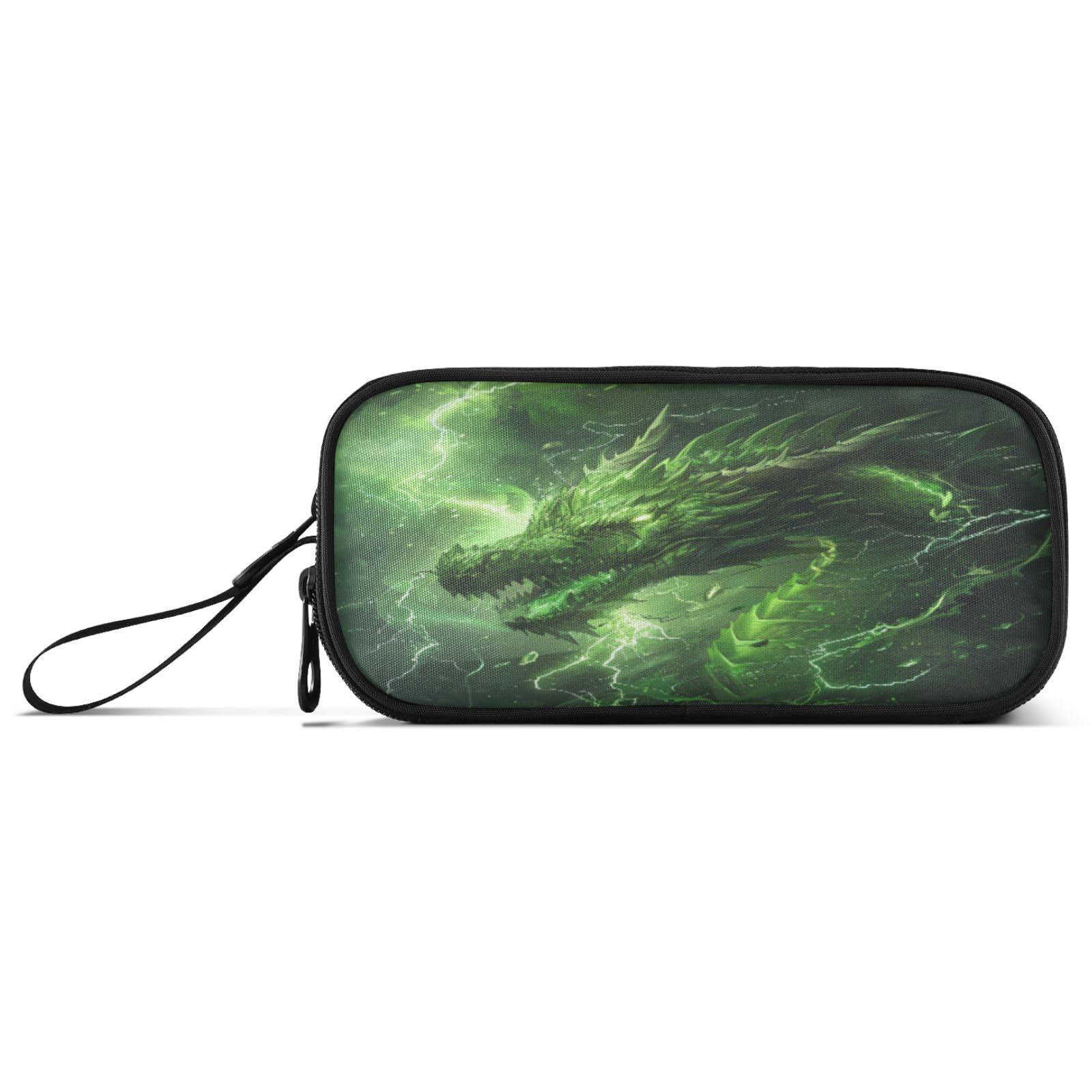 BOENLE Dragon Green Lightning Pencil Case Box Boys Girls Large Pencil Pouch Zipper Compartments Big Capacity Stationery Pen Bag Organizer Kids Teens Adults School