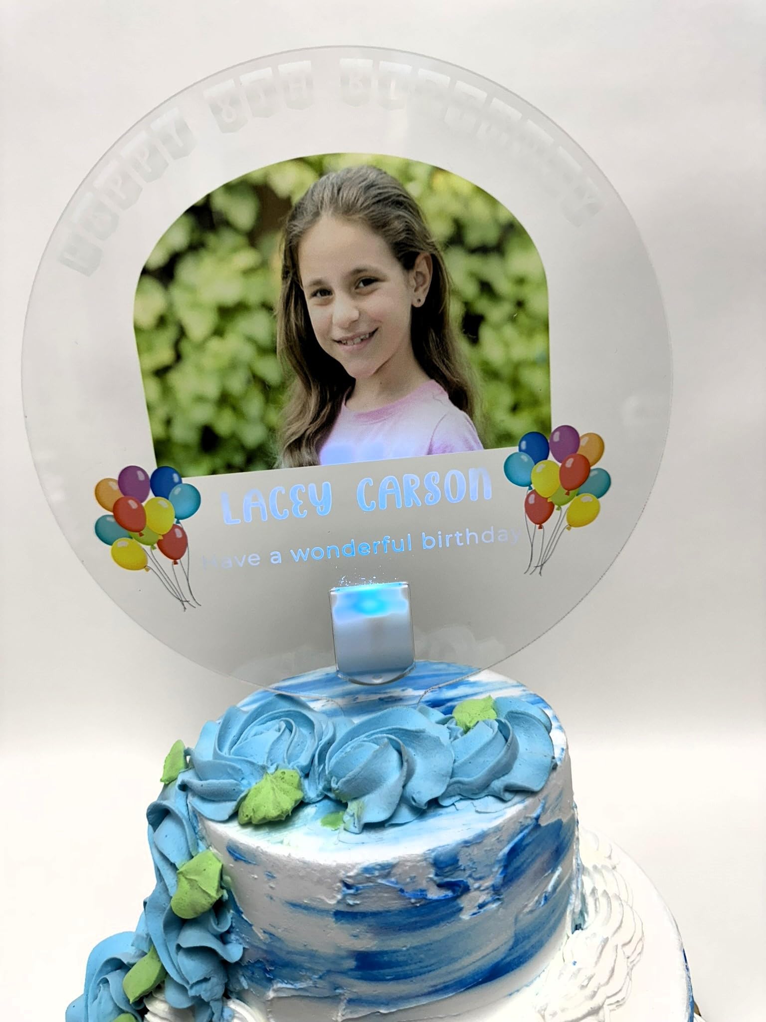 Photo Light Up Personalized Party Decor Happy Birthday Cake Top Topper With Any Photo Picture Logo Text - Mitzvah, Weddings, Birthday, Sweet 16, Anniversary, Baby Shower, Bridal Shower…