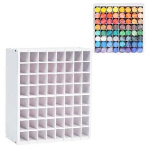 krafetto 64 grids craft paint storage organizer, wall-mountable paint holder, stackable paint bottle rack stand for apple barrel, folkart -2oz craft paints