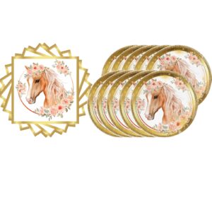 Horse Birthday Party Supplies, 20 Plates and 20 Napkins, Cowgirl Wild Horse Birthday Party Baby Shower Decorations Supplies Paper Plates Napkins for Girls Kids 20 Guests