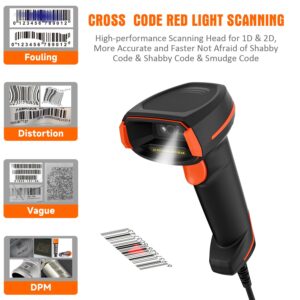 1D 2D QR Barcode Scanner Wireless and Wired with 2.4G Wireless & Bluetooth Function,328 Feet Transmission Distance,Scanner Reader Barcode Hand held Scanner Compact Plug and Play Mode