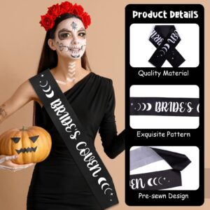 Serencatcher Halloween Bachelorette Party Sashes, 7pcs Halloween Sash and Bride’s Coven Sash White and Black for Witchy Halloween Bachelorette Party Halloween Bridal Shower Decorations Bride to be