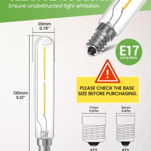 TobeBright T6.5 LED Exit Sign Light Bulbs,2W Refrigerator Light Bulb,20W T6.5 120V Intermediate Base E17 Clear Appliance Bulb Equivalent,for Refrigerator Freezer,Daylight 6000K(2-Pack)