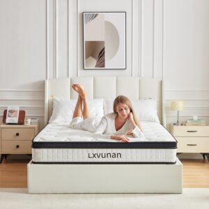 lxvunan full size mattress, 10 inch mixed full-size boxed mattress, memory sponge, and independent bagged spring, medium hardness, soft and comfortable, suitable for guest room mattresses