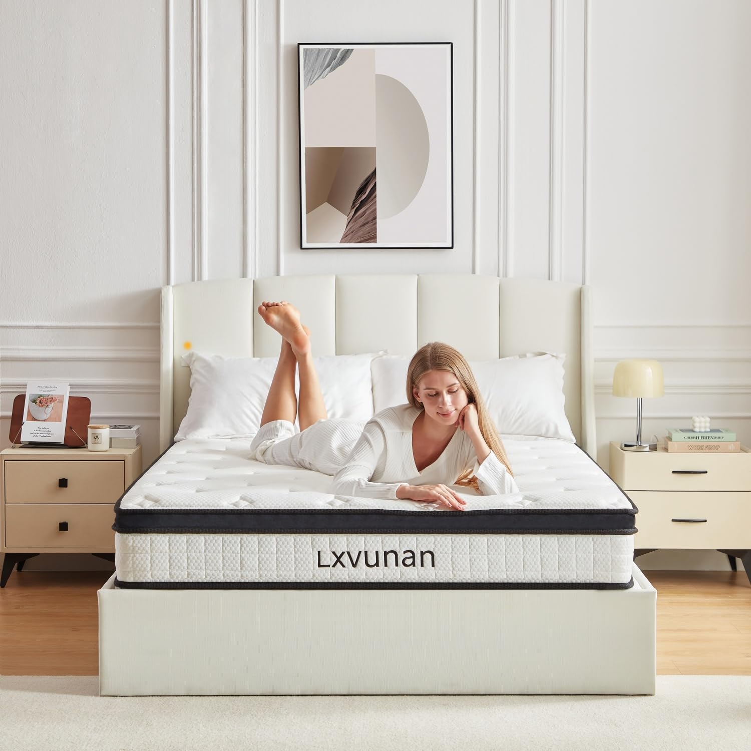 Lxvunan Full Size Mattress, 10 Inch Mixed Full-Size Boxed Mattress, Memory Sponge, and Independent Bagged Spring, Medium Hardness, Soft and Comfortable, Suitable for Guest Room Mattresses