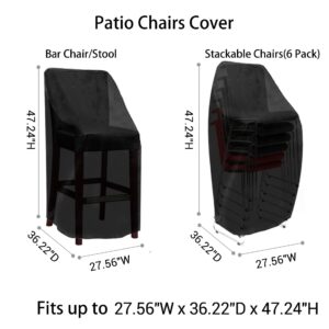 RosieLily Patio Chair Covers High Back Outdoor Chair Cover Waterproof Stackable Outdoor Bar Stool Cover Heavy Duty Patio Furniture Covers Outside, 1 Pack-Beige Brown 27.56"W x 36.22"D x 47.24"H