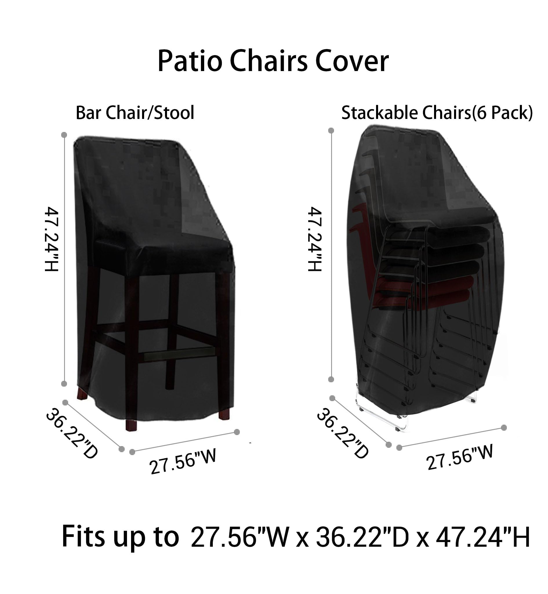 RosieLily Patio Chair Covers High Back Outdoor Chair Cover Waterproof Stackable Outdoor Bar Stool Cover Heavy Duty Patio Furniture Covers Outside, 1 Pack-Beige Brown 27.56"W x 36.22"D x 47.24"H