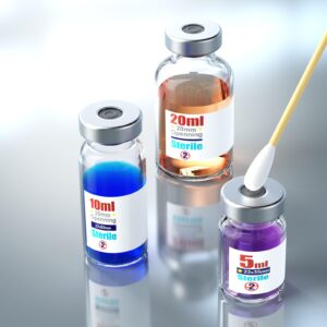 Sterile Empty Vials with Self Healing Injection Port,with Aluminum Cap,Sterile Package ZHANXUBIO (10,10ml)