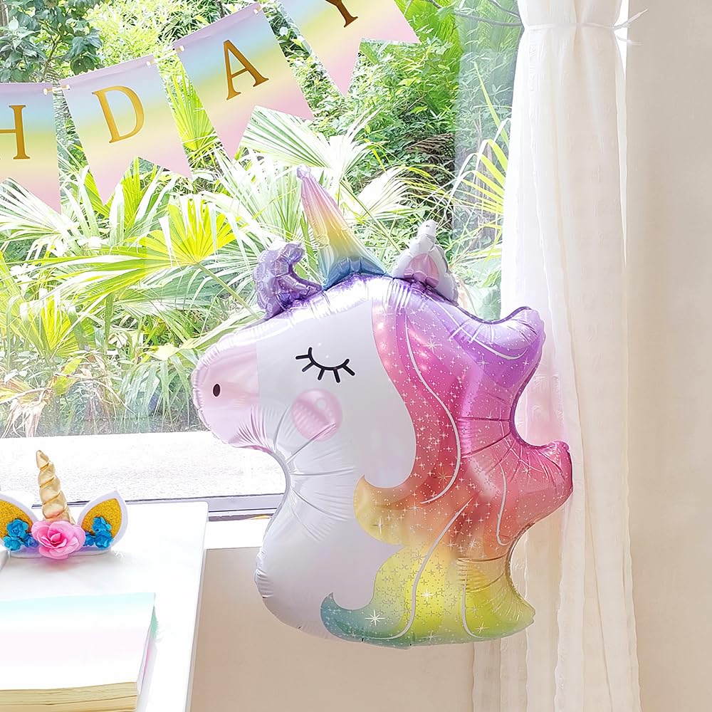 158pcs Unicorn Balloons Arch Garland Kit Pastel Pink Blue Yellow Balloons with Unicorn Rainbow Balloon Happy Birthday Baby Shower Party Wedding Decoration