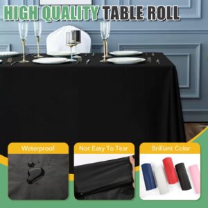 54 in X 300 FT Black Plastic Table Cover Roll with Slide Cutter，Cuts Up to 36 Rectangle 8 Feet Disposable Plastic Table Cloths，Disposable Table Cover Roll for Dinning，Parties，BBQ，Wedding，Outdoor