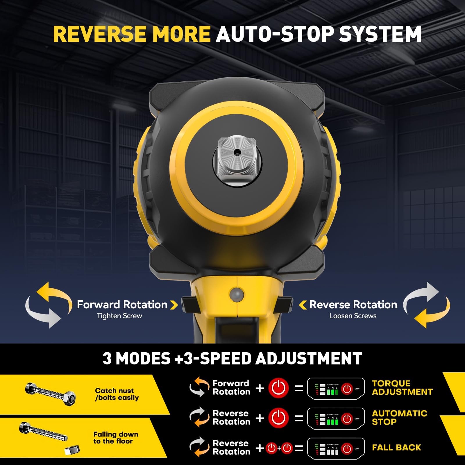 XGOLD DEVONIC Cordless Impact Wrench,750Ft-lb(980N.m) Brushless Impact Gun,2900RPM High Torque Impact Wrench,1/2 Inch with 3 Models,Charger & 6 Sockets, Power Impact Driver for Car Home