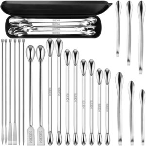 artcome 23 pcs 304 stainless steel micro spoop & lab spatula set - mixing spatula - laboratory sampling scoop - powder scoop for empty pill capsules filling