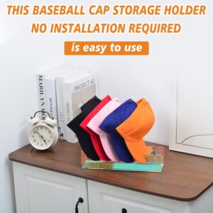 CHENQIAN Hat Rack for Baseball Caps Display and Organizer, Acrylic Hat Holder Holds 14 Caps (No Install), Suitable for Bedroom, Closet, Dresser (2 Pack Clear)