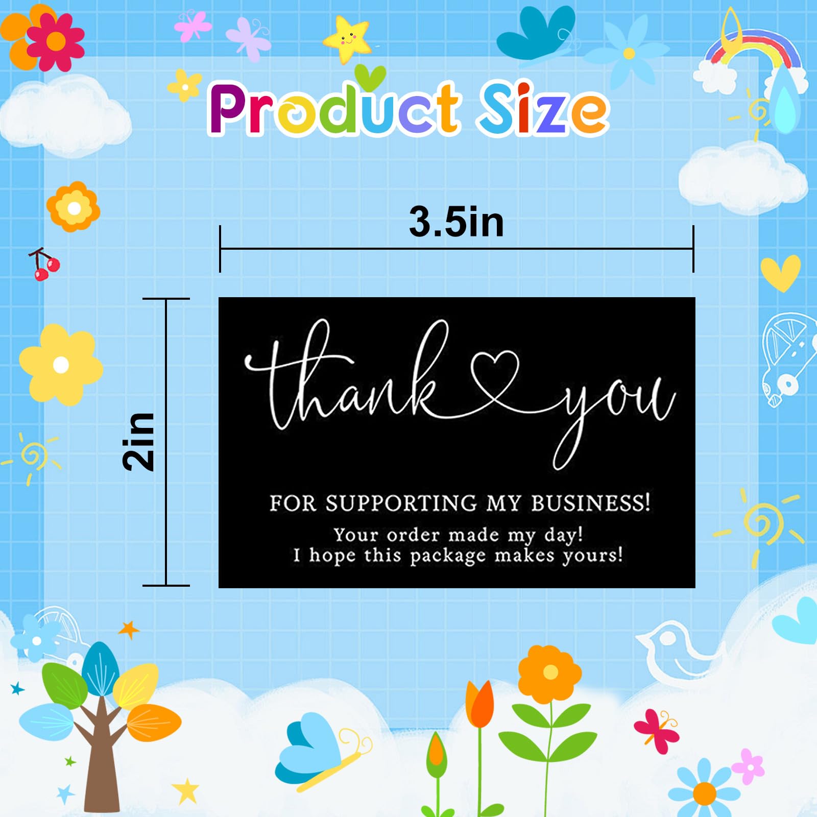 OUGERKID 100Pcs Thank You Cards,2 x 3.5 Inches Thanks Greeting Cards,Thank You for Supporting My Business Cards,Your Order Made My Day Cards,I Hope This Package Makes Yours Cards