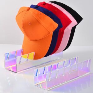 chenqian hat rack for baseball caps display and organizer, acrylic hat holder holds 14 caps (no install), suitable for bedroom, closet, dresser (2 pack clear)