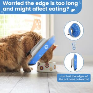 IDOGCHEW Cat Cone Collar Soft, Cat Cones to Stop Licking, Adjustable Cat Cone Water Resistant, Foldable, Adjustable, Lightweight (Blue Fish, Small)