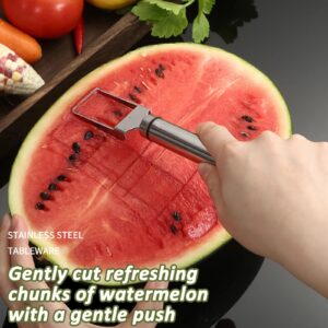 2 Pack Stainless Steel Fruit Cutter, 2-in-1 Portable Watermelon Fork Slicer Cutter Melon Cube Cutter Watermelon Fork Slicer Cutter Slicer Tool Quickly Fruit Forks Slicer for Home Kitchen Gadget