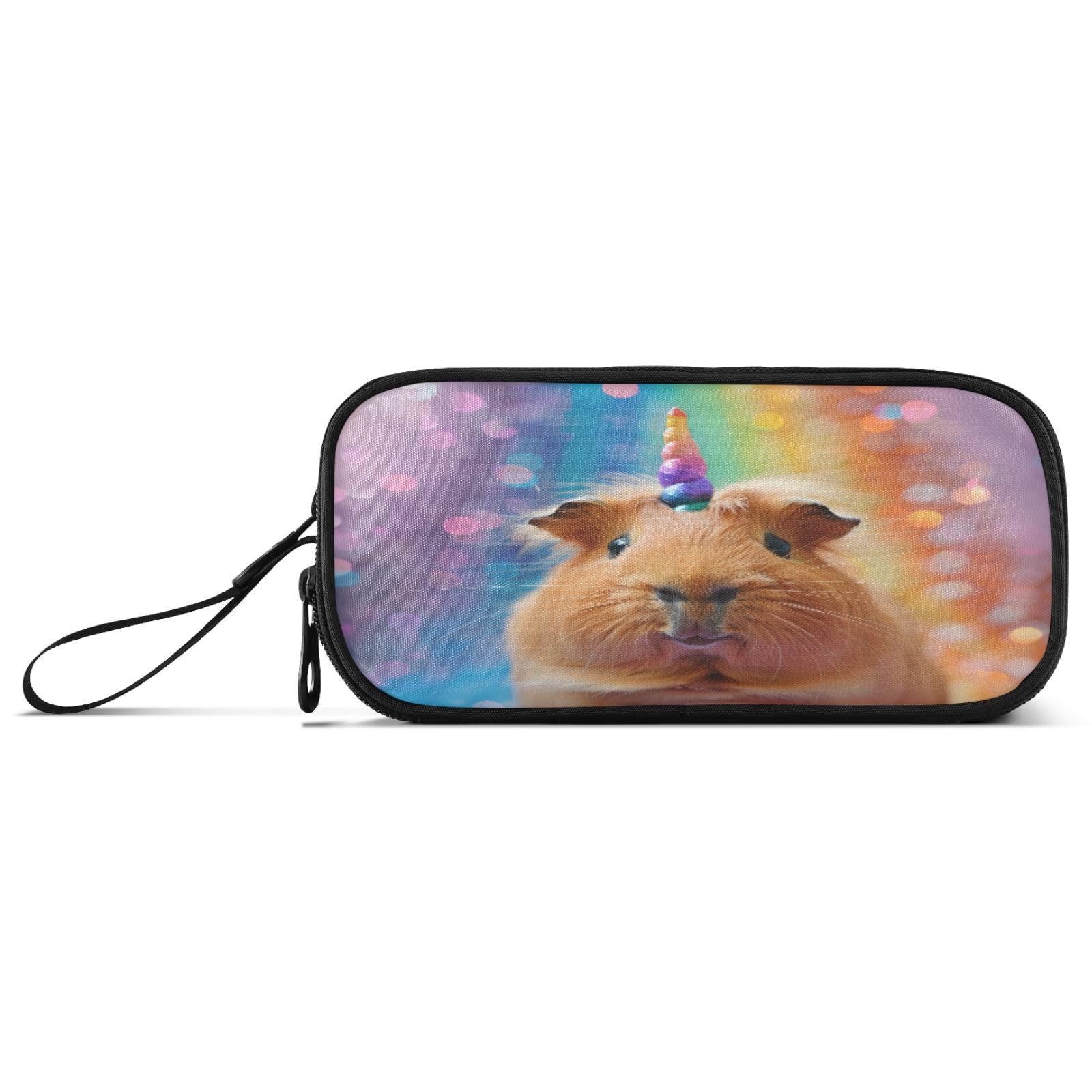 BOENLE Rainbow Guinea Pig Unicorn Pencil Case Box Boys Girls Large Pencil Pouch Zipper Compartments Big Capacity Stationery Pen Bag Organizer Kids Teens Adults School