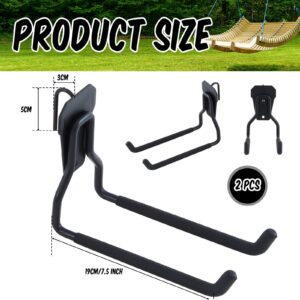 MorningRo 2 Pack Shed Accessories Multi Purpose Shed Hooks Metal Power Tool Holder for Large or Small Tools or Shovels, Black (Straight)