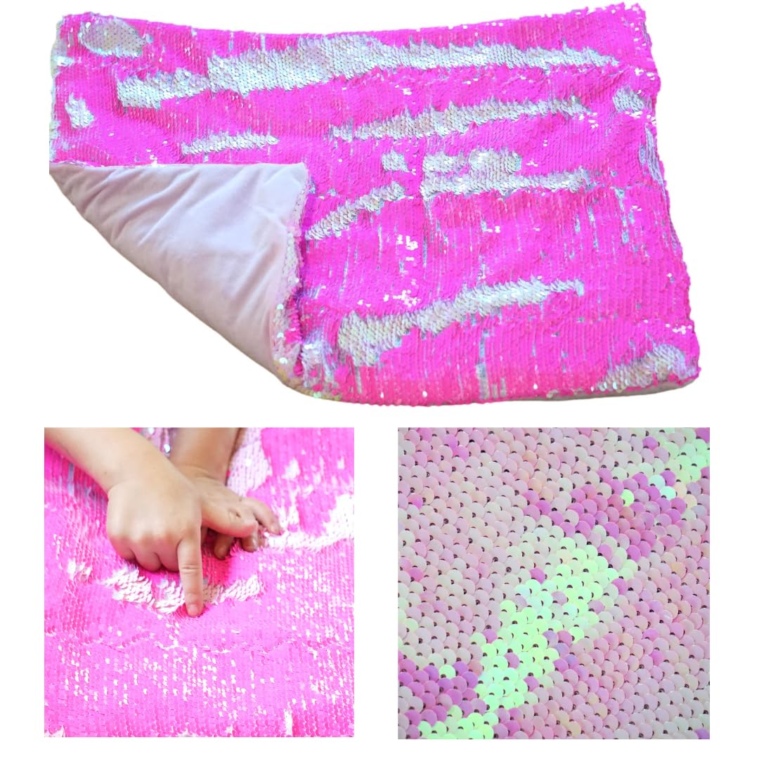 SENSORY4U Weighted Lap Pad for Kids - 5lb Sensory Lap Blanket with Sequin Flip Fabric for Tactile Stimulation Engagement - Sensory Companion for Everyday Use (Pink)