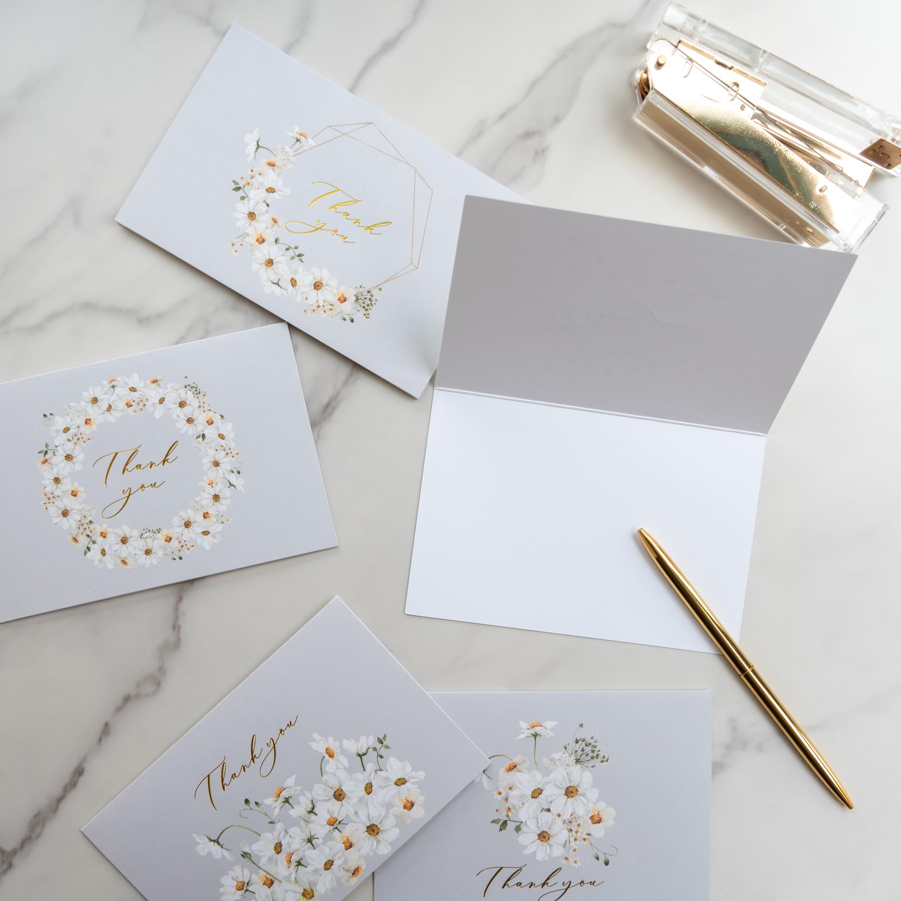 Gooji 4x6 Daisy Thank You Cards with Envelopes Floral Thank You Cards (Bulk 20-Pack) Watercolor Wildflower, Bridal Shower, Baby Shower, Weddings, Baptism, Small Business, Thanksgiving