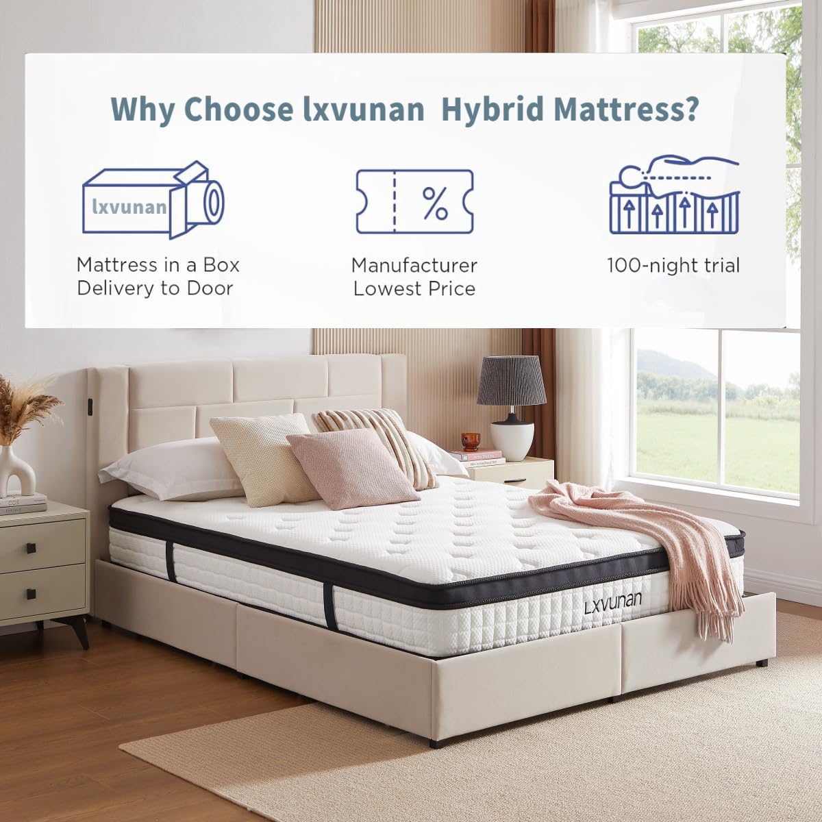 Lxvunan Full Size Mattress, 10 Inch Mixed Full-Size Boxed Mattress, Memory Sponge, and Independent Bagged Spring, Medium Hardness, Soft and Comfortable, Suitable for Guest Room Mattresses