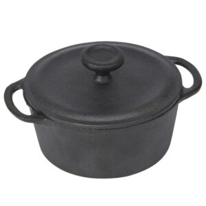 goodcook pre-seasoned cast iron mini dutch oven, black, small dutch oven pot with lid, durable cast iron cookware, even heating for stews, soups, and baking, oven safe to 500°f