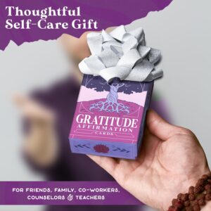 PURPLE CANYON Gratitude Cards for Women and Men | Positive Affirmations Cards for Daily Reflection and Thankfulness | Mindfulness Cards for Self Care | Beautiful 52 Card Deck in Shades of Purple