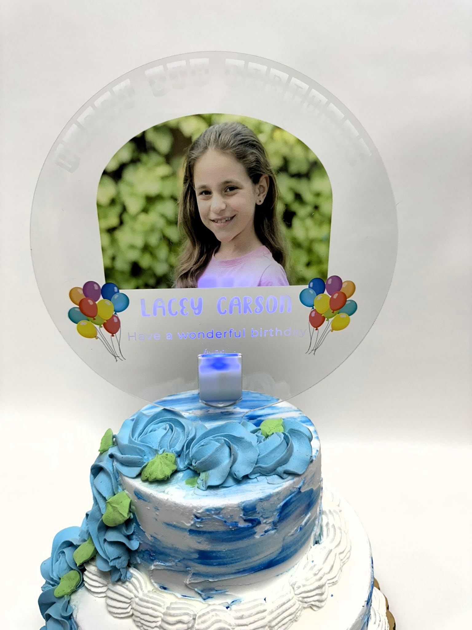 Photo Light Up Personalized Party Decor Happy Birthday Cake Top Topper With Any Photo Picture Logo Text - Mitzvah, Weddings, Birthday, Sweet 16, Anniversary, Baby Shower, Bridal Shower…