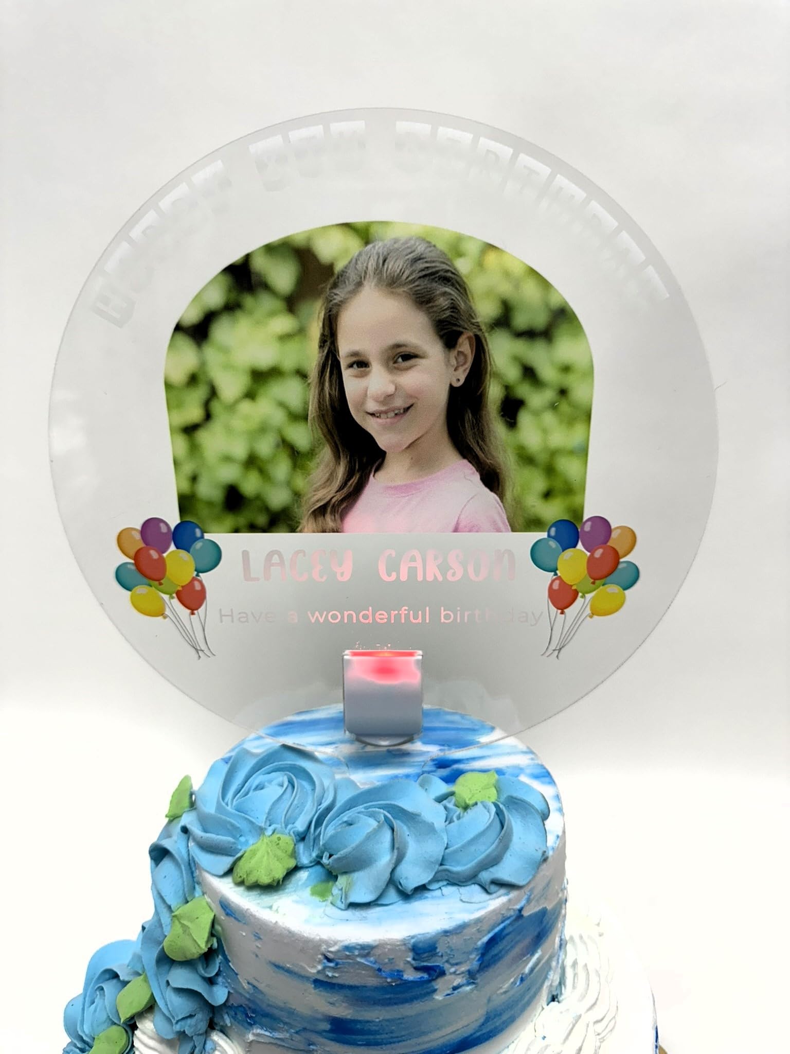 Photo Light Up Personalized Party Decor Happy Birthday Cake Top Topper With Any Photo Picture Logo Text - Mitzvah, Weddings, Birthday, Sweet 16, Anniversary, Baby Shower, Bridal Shower…