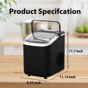 IcyByte Countertop Ice Maker, Fast 9 Cubes Ready in 6 Mins,26.5lbs/24Hrs, 2 Sizes of Bullet Ice, Portable Small Ice Machine with Self-Cleaning, Scoop, and Basket for Home/Kitchen/Camping/Office/Dorm