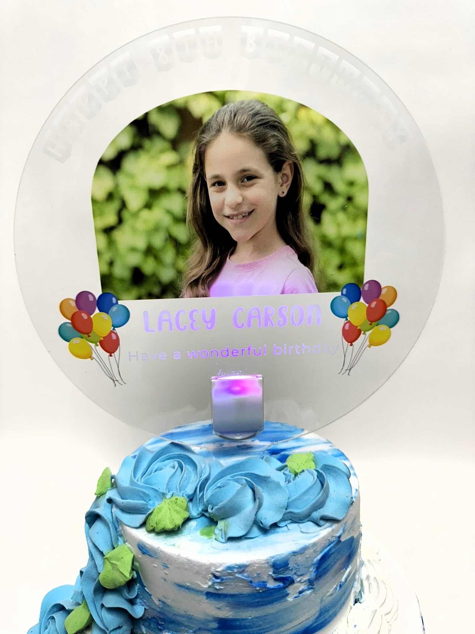 Photo Light Up Personalized Party Decor Happy Birthday Cake Top Topper With Any Photo Picture Logo Text - Mitzvah, Weddings, Birthday, Sweet 16, Anniversary, Baby Shower, Bridal Shower…