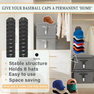 PHAIN 2 Pack Hat Organizer for Baseball Caps,Hat Rack for Wall, Compact Hat Storage Display Holder,Hold Up to 20 Hats,Hat Hanger Strong Adhesive/Wall Drilled for Door,Bedroom,Closet