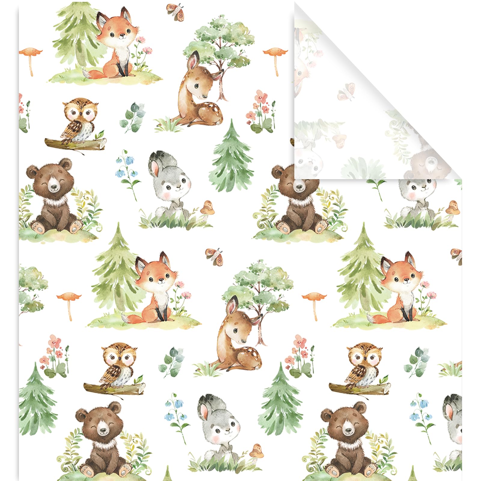 JarThenaAMCS 6 Sheets Woodland Animal Wrapping Paper -Not Roll- Watercolor Forest Jungle Animal Gift Wrap Paper Folded Flat DIY Art Craft Paper for Party Packaging, 39.4 x 27.6 Inch