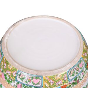 Oriental Furniture Warehouse Rose Medallion Asian Fishbowl Cachepot Planter for Indoor or Outdoor Garden